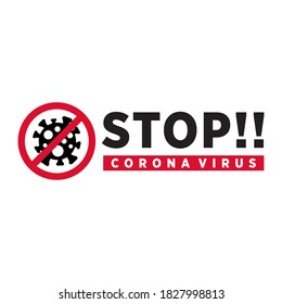 COVID - 19 Vector Concept Illustration Flat Abstract STOP CORONA VIRUS Stiker Design. STOP Sign Covid -19 icon design ISOLATED, White and Red 