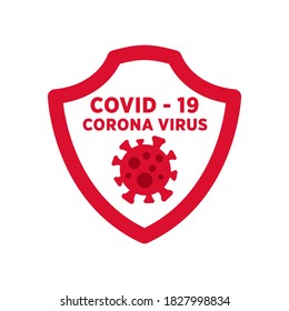COVID - 19 Vector Concept Illustration Flat Abstract STOP CORONA VIRUS Stiker Design. STOP Sign Covid -19 icon design ISOLATED, White and Red 