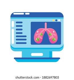 covid 19 virus inside lungs in computer design of 2019 ncov cov and coronavirus theme Vector illustration