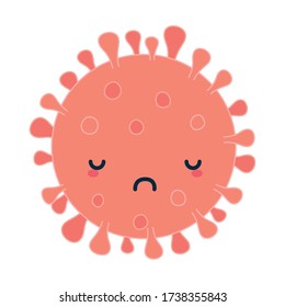 Covid 19 virus kawaii cartoon design of 2019 ncov cov coronavirus infection corona and epidemic theme Vector illustration