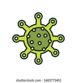 Covid 19 virus line and fill style icon design of 2019 ncov cov coronavirus infection corona epidemic disease symptoms and medical theme Vector illustration
