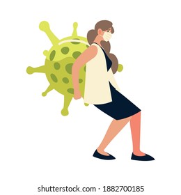 covid 19 virus protection woman with mask design of 2019 ncov cov and coronavirus theme Vector illustration