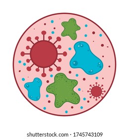 Covid 19 virus set inside pink circle design of 2019 ncov cov coronavirus infection corona and epidemic theme Vector illustration