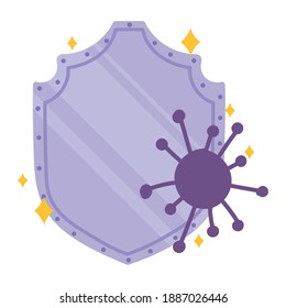cóvid 19 diseño de virus y escudo de 2019 ncov cov y coronavirus tema Vector