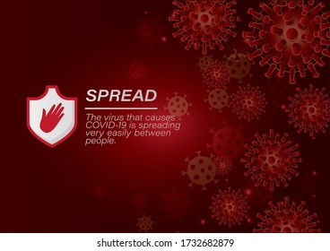 Covid 19 propagación de virus y escudo con diseño manual de 2019 ncov cov coronavirus infección corona epidémicos síntomas y tema médico Ilustración vectorial