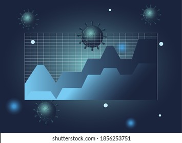 Covid 19 virus stats area chart gradient style icon design, Data analysis and information theme Vector illustration