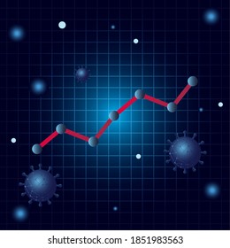 Covid 19 virus stats increase line gradient style icon design, Data analysis and information theme Vector illustration