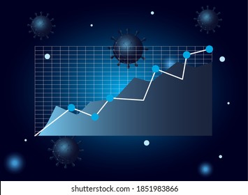 Covid 19 virus stats increase line gradient style icon design, Data analysis and information theme Vector illustration