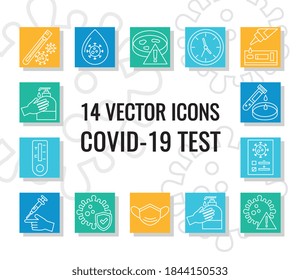 covid 19 virus test line style icons design of 2019 ncov cov and coronavirus theme Vector illustration