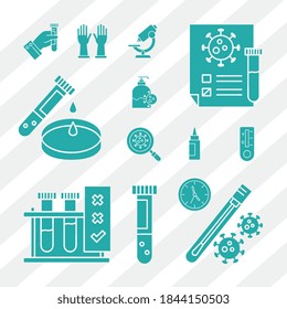 covid 19 virus test silhouette style set icons design of 2019 ncov cov and coronavirus theme Vector illustration