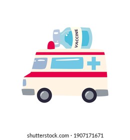 covid 19 virus vaccine ambulance design of 2019 ncov cov and coronavirus theme Vector illustration