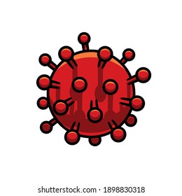 Covid 19 Virus-Vektorgrafik, im 2D-Stil, rote und schwarze Grenzlinien.