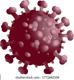 Covid-19-Virus-Vektorgrafik, mit Tentakeln und Textur, einzeln auf Weiß
