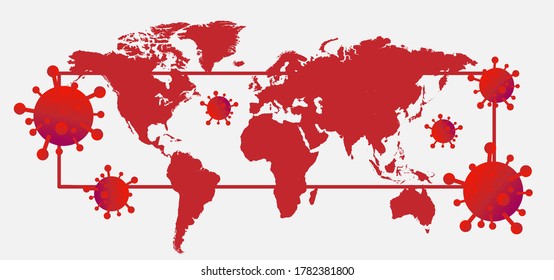 Covid 19 with world maps vector design background and banner template