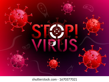 COVID 2019 or just a virus. Coronavirus banner to inform and warn of the spread of the disease, symptoms or precautions. Vector with space for text.