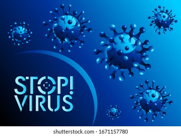 COVID 2019 or just a virus. Coronavirus banner to inform and prevent the spread of the disease. Vector with space for text. Background and text on a separate layer, text can be changed in one click,