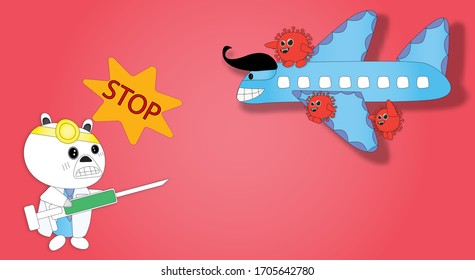 Covid airplane and bear doctor try to stop them