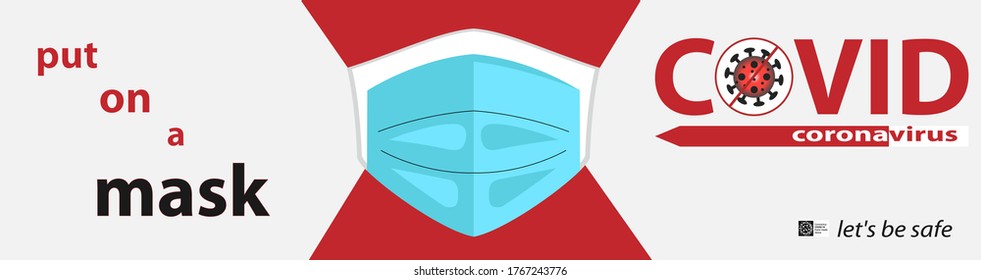COVID Banner with the virus let's be safe