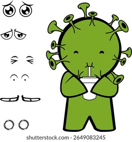 coleção de pacotes de expressões de desenhos animados de personagens covid em arte vetorial