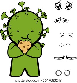 coleção de pacotes de expressões de desenhos animados de personagens covid em arte vetorial
