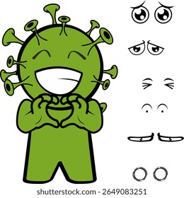 coleção de pacotes de expressões de desenhos animados de personagens covid em arte vetorial