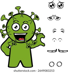 coleção de pacotes de expressões de desenhos animados de personagens covid em arte vetorial