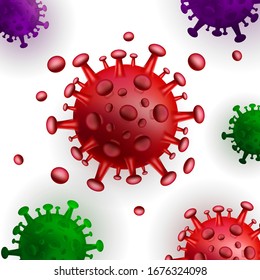 Covid Corona Virus in Real 3D Illustration concept to Describe about Corona Virus anatomy and color type.