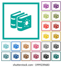 Covid documentation flat color icons with quadrant frames on white background