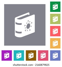 Covid documentation flat icons on simple color square backgrounds
