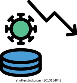 Covid down vector line colour icon
