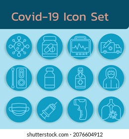 covid element outline icon set