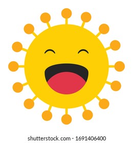 COVID EMOJI ILLUSTRATION. Face With closed eyes and laughing open mouth Coronavirus Emoji vector illustration. 