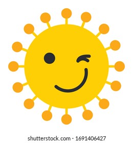 COVID EMOJI ILLUSTRATION. Winking Face Coronavirus Emoji vector illustration.