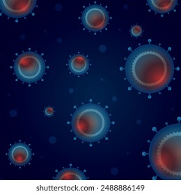 Ilustración médica de la infección por COVID-19. Células patógenas del virus de la gripe respiratoria covid. Nombre oficial de la enfermedad por coronavirus llamada COVID-19, 3D