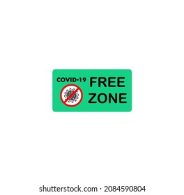 Covid free zone sign green label