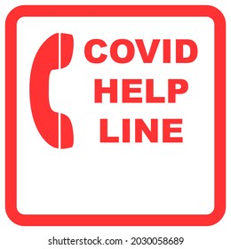 covid help line with copy space for number, covid help line icon on white background. Coronavirus helpline sign. Covid-19 assistance telephone number.