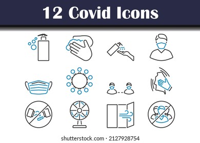 Covid Icon Set. Bold outline design with editable stroke width. Vector Illustration.