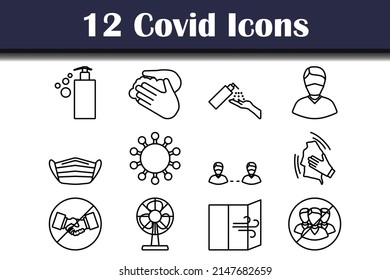 Covid Icon Set. Bold outline design with editable stroke width. Vector Illustration.