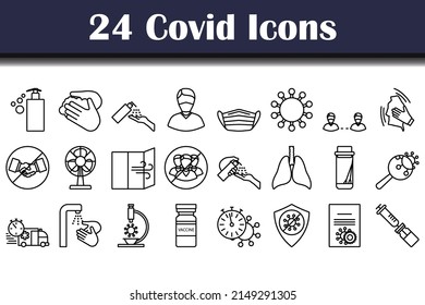 Conjunto de iconos de Covid. Diseño de contorno negrita con ancho de trazo editable. Ilustración vectorial.