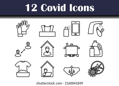 Covid Icon Set. Bold outline design with editable stroke width. Vector Illustration.