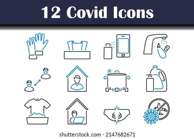 Covid Icon Set. Editable Bold Outline With Color Fill Design. Vector Illustration.