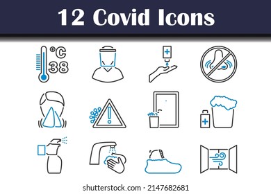 Covid Icon Set. Editable Bold Outline With Color Fill Design. Vector Illustration.
