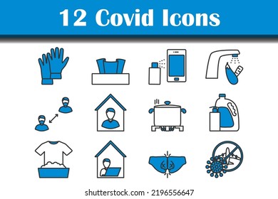 Covid Icon Set. Editable Bold Outline With Color Fill Design. Vector Illustration.