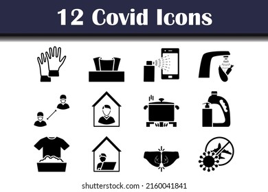 Covid Icon Set. Fully editable vector illustration. Text expanded.