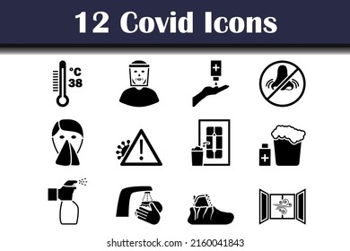 Covid Icon Set. Fully editable vector illustration. Text expanded.