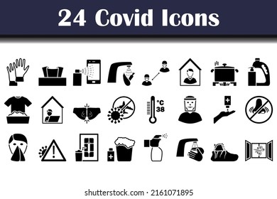 Covid Icon Set. Fully editable vector illustration. Text expanded.