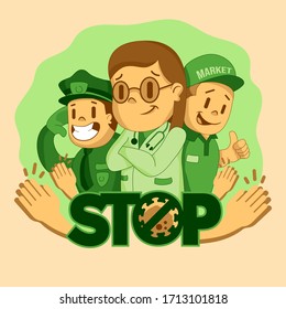 covid illustration 19 Coronavirus Stop