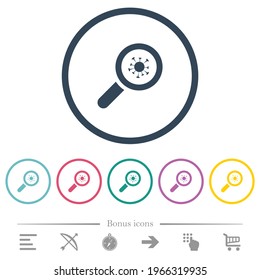 Covid Inspektion flache Farbsymbole in runden Umrissen. 6 Bonussymbole sind im Lieferumfang enthalten.