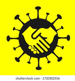 Covid logo with handshake symbol inside mean social distancing.Fit for medical company or other