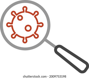 Covid magnifyer, ilustración, vector sobre un fondo blanco.
